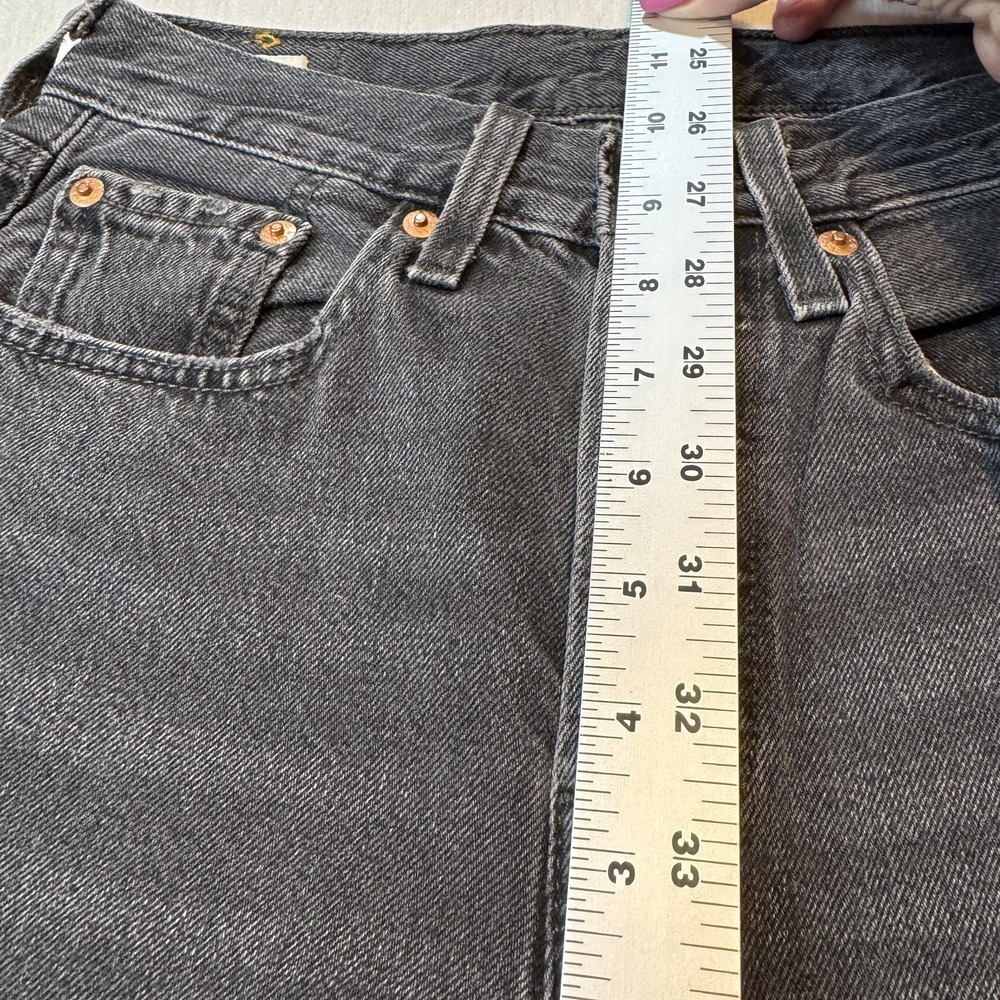 Levis 501S Jeans Womens 24x30 (25x29) Black Button Fly Premium Distressed Denim - Picture 10 of 12